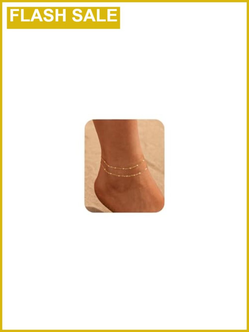 14k Gold Plated Ankle Bracelet Adjustable Dainty Layered Beach Jewelry